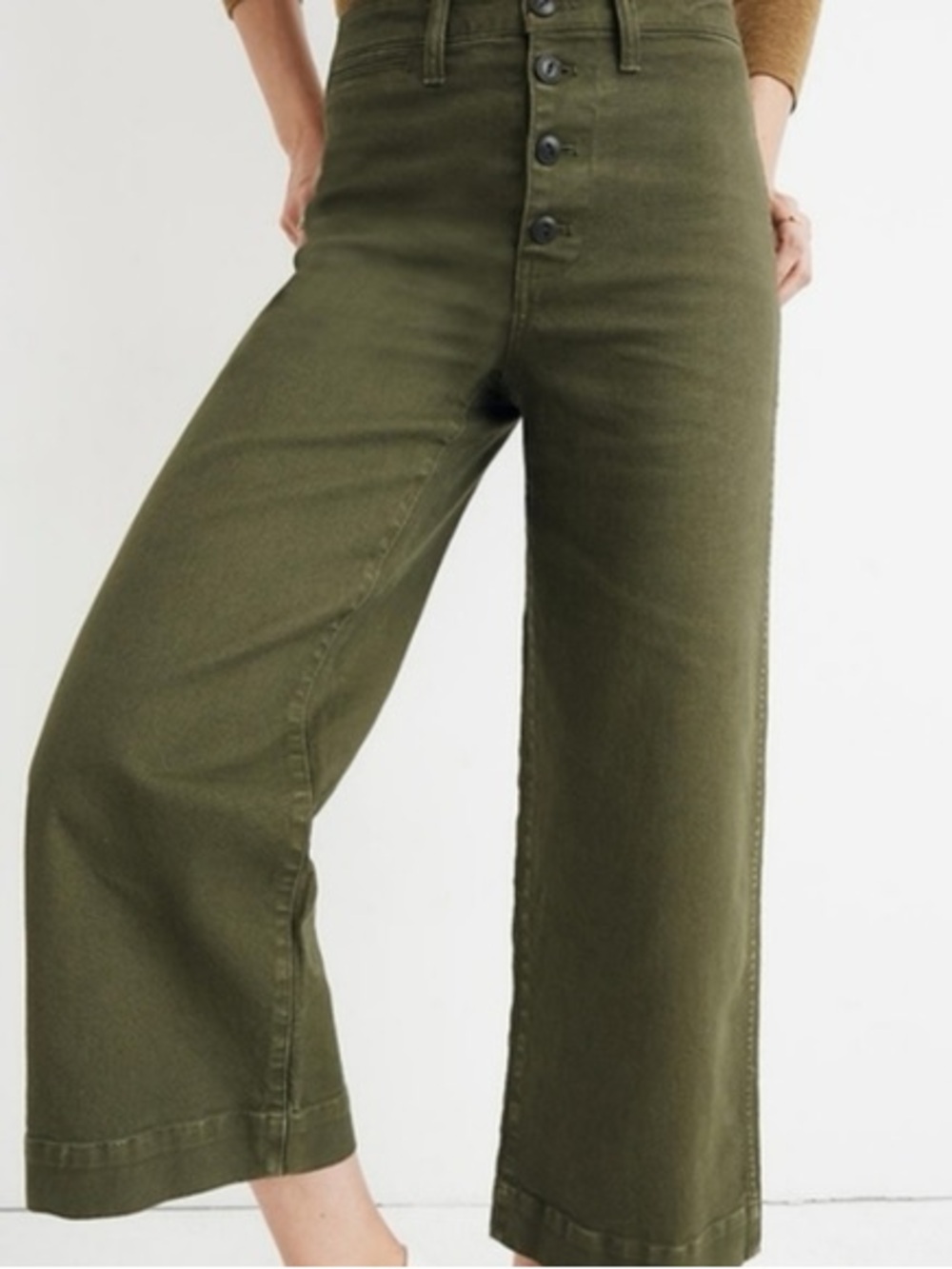 Madewell Olive Green Twill Button-Front Pants